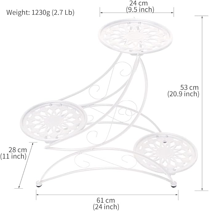 Metal 3 Tier Plant Stand Flower Pot Holder Potted Plant Stand Indoor Outdoor Display Rack for Patio Garden Balcony