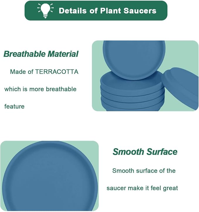 vensovo 3 Inch Steel Blue Terracotta Plant Saucer Pots Tray - 12 pcs Mini Planter Saucers for Indoor & Outdoor Plants, Small Clay Trays Perfect for 2 Inch 2.5Inch Flower Pot