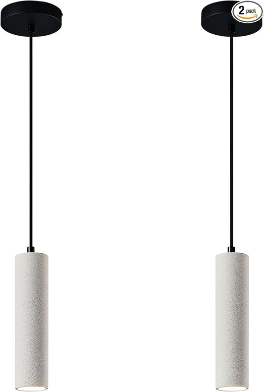 Modern LED Concrete Pendant Light Kitchen Islandceiling Light Fixture Pendant Lighting for Dining Room Coffee Club Resturant Bar Living Room(2-Pack)