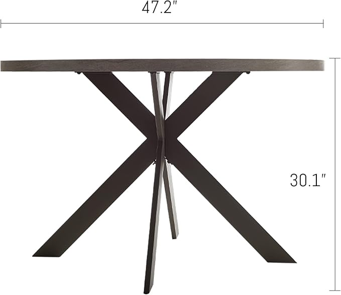 45.3" Round Dining Table Set, Mid Century Modern Round Dining Table for 4-6 Person, Steel Legs, Leisure Coffee Table for Kitchen Dining Room, Save Space