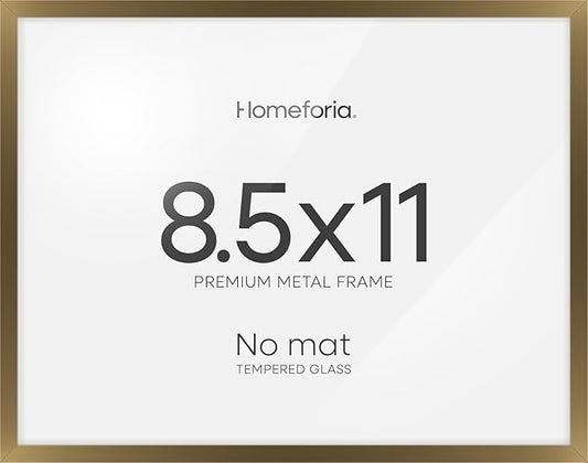 Homeforia 8.5x11 Diploma Frame Bronze, High End Metal 8.5 x 11 Certificate Frames, 11x8.5 Document Frame for Wall or Tabletop, 8.5by11 Letter Size Graduation Frames, Tempered Glass, Wall Kit, Set of 1