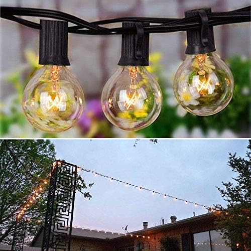 Outdoor String Lights 75Ft G40 UL Listed 80 Edison Bulbs (5 Spare) Globe String Lights Outside Lights Waterproof for Patio Balcony Porch Bistro Cafe Indoor Hanging Lights Christmas Party Decor