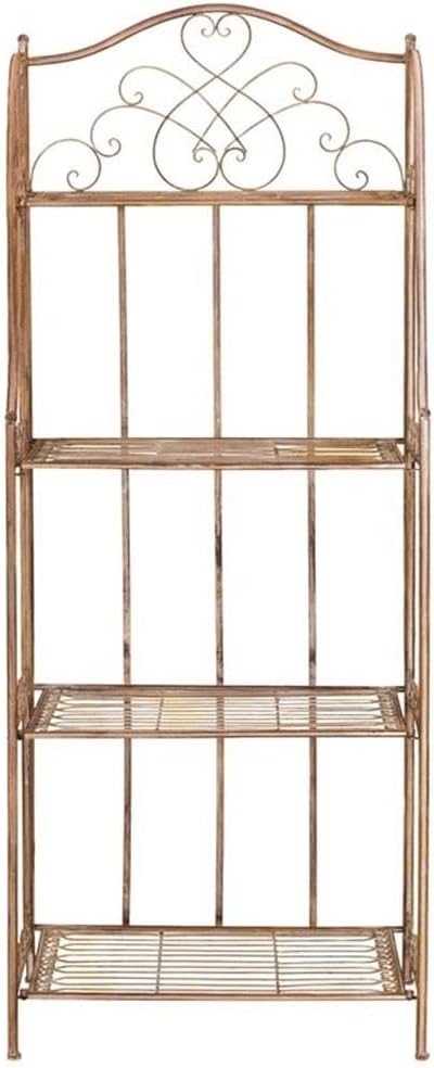 SAFAVIEH PAT5014A Collection Amaris Rusty Orange Wrought Iron 4 Tier Outdoor Bakers Rack Shelve