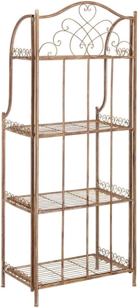 SAFAVIEH PAT5014A Collection Amaris Rusty Orange Wrought Iron 4 Tier Outdoor Bakers Rack Shelve