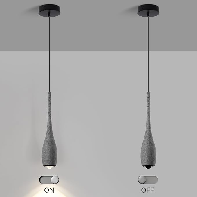 Black Pendant Light for Kitchen Island, LED Lens Concrete Pendant Light fixtures, Small Modern Industrial Hanging Pendant Light for Over Sink, Bar, Dining Room, Bedside(3-Pack)