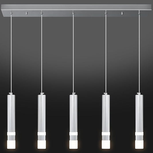 5-Light Dining Room Modern Pendant Light Kitchen Fixture Dimmable LED Chrome Mini Pendant Lighting fo Kitchen Island Study Pendant Lights
