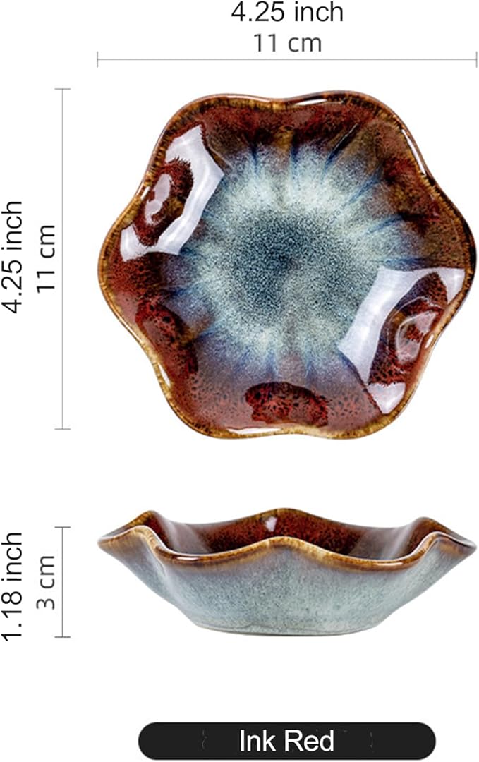 Ceramic Trinket Dish, Ring Tray, Decorative Jewelry Dish, Decoration Plate for Earrings, Rings, Jewelry Dish Holder, Key Bowl, Trinket Tray, Earring Holder for Women (Ink Red)