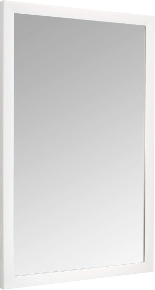 Amazon Basics Rectangular Wall Mount Mirror 24" x 36", Standard Trim, White