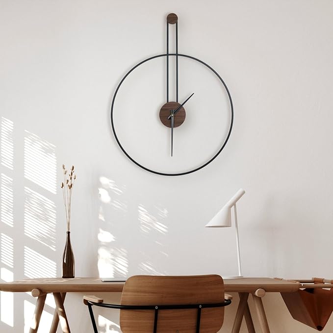 Modern Wall Clock Large Wall Clocks with Walnut Dial Silent Non-Ticking for Living Room Home Decor Bedroom Kitchen Office