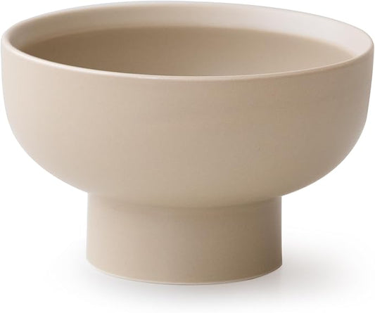 High-foot Fruit Bowl, Ceramic Pedestal Decorative Bowl, Round Bowl for Salad, H2.55" × W4.5" Small Size, 8.4oz, Coconut Café