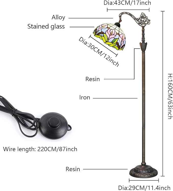 Tiffany Floor Lamp Handcrafted Stained Glass Lamp Calla Lily Adjustable Warm Light Upright Reading Tiffany Style Floor Lamp Suitable For Bedrooms Living Rooms Studies Dining Rooms Retro Home Decoratio