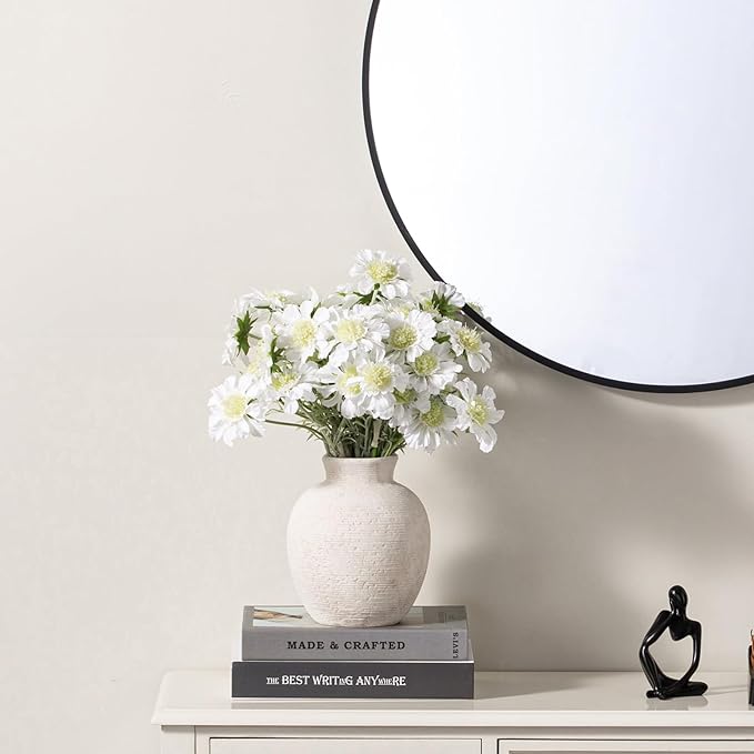 Ceramic Flower Vase Home Decor - Farmhouse Table Vases Rustic Vintage Living Room Kitchen Bedroom Decorations for House Book Shelf Office Coffee Desk Dining Fireplace (7.4" Rustic)