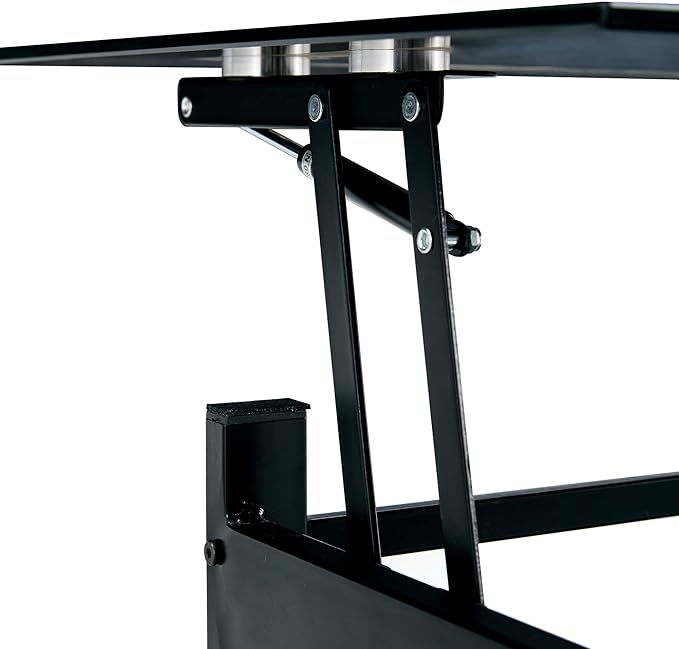 Lift Top Coffee Table, Modern Simple Black Tempered Glass Coffee Tables for Living Room Size 37.8"(W) x 21.6"(D) x 17.72"(H)