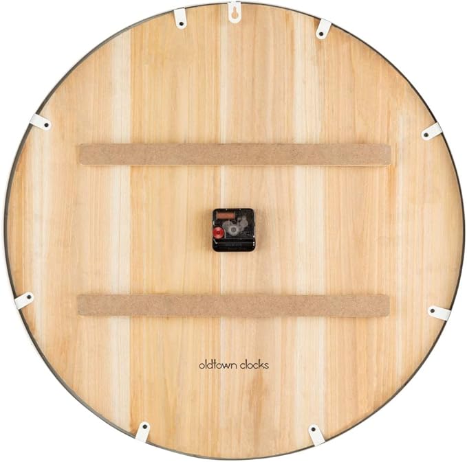 Oldtown Farmhouse Metal & Solid Wood Noiseless Wall Clock (Coastal Grey, 24-inch)