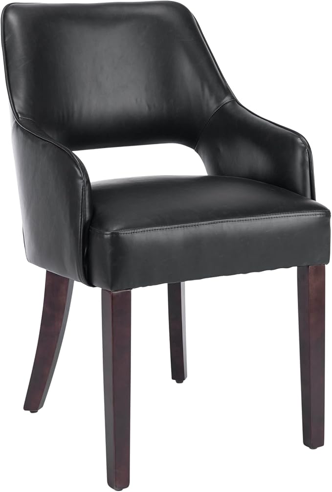 PU Leather Dining Chairs Set of 6 Upholstered Farmhouse Kitchen Chair Side Chairs Wood Accent Chair for Living Room/Dining Room/Bedroom/Restaurant, pgraded Size, Black