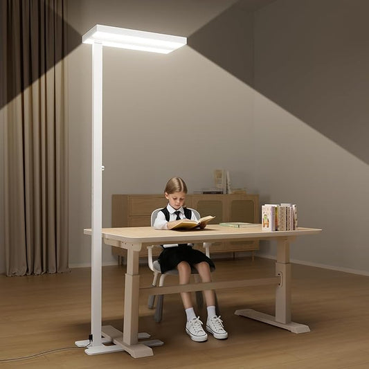 Honeywell 10000LM LED Floor Lamp, 02E Pro Sunturalux Eye-Caring Reading Standing Light, 100W Modern Natural Daylight 4000K Dimmable 77" Tall Floor Lamps for Living Room for Kids Study Home Office