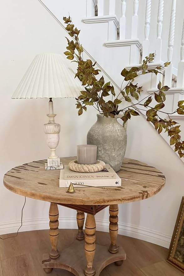 Ceramic Rustic Farmhouse Vase, 9 inch Ceramic Oatmeal Flower Vase for Centerpieces Pampas Grass Pottery Jug with Handle Boho Modern Rustic Farmhouse Decor for Living Room Kitchen Dinner Table Shelves