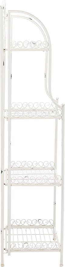 SAFAVIEH PAT5014B Outdoor Collection Amaris Antique White Wrought Iron 4-Tier Bakers Rack