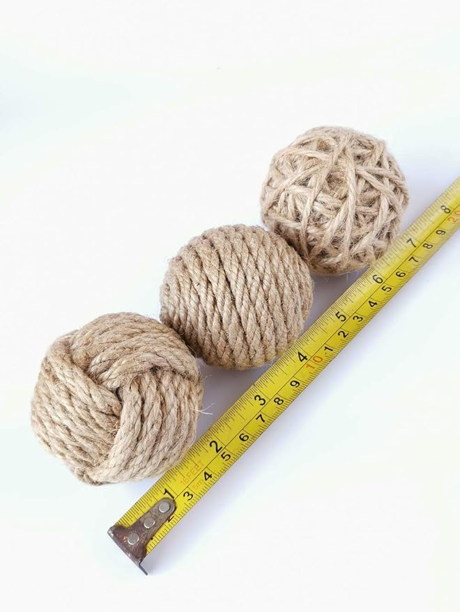 Rustic Jute Orbs Set of 8, Farmhouse Decorative Balls for Bowls, Vase Fillers, Christmas Centerpiece, Handwoven Home Decor Ornaments, Potpourri Accents