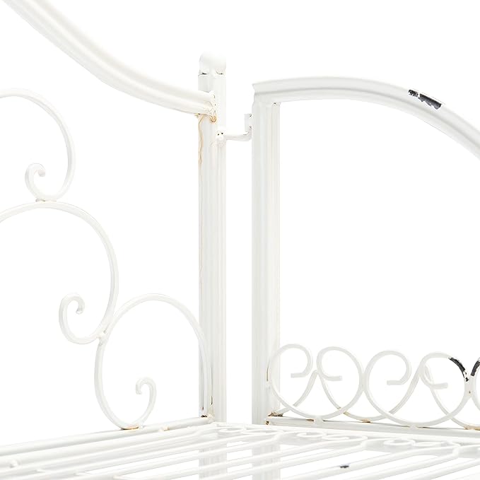 SAFAVIEH PAT5014B Outdoor Collection Amaris Antique White Wrought Iron 4-Tier Bakers Rack