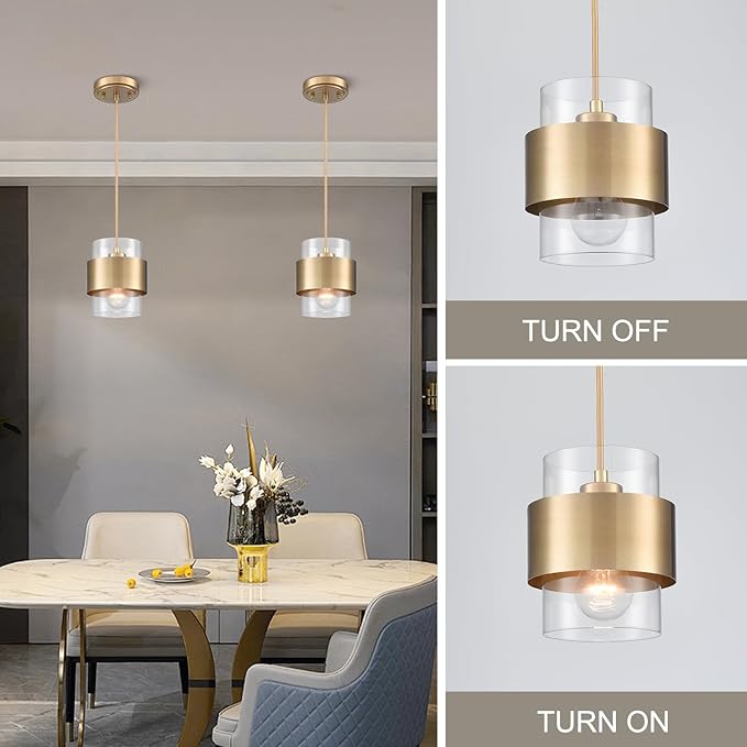 Modern Pendant Light Fixtures Brass Hanging Light for Kitchen Island