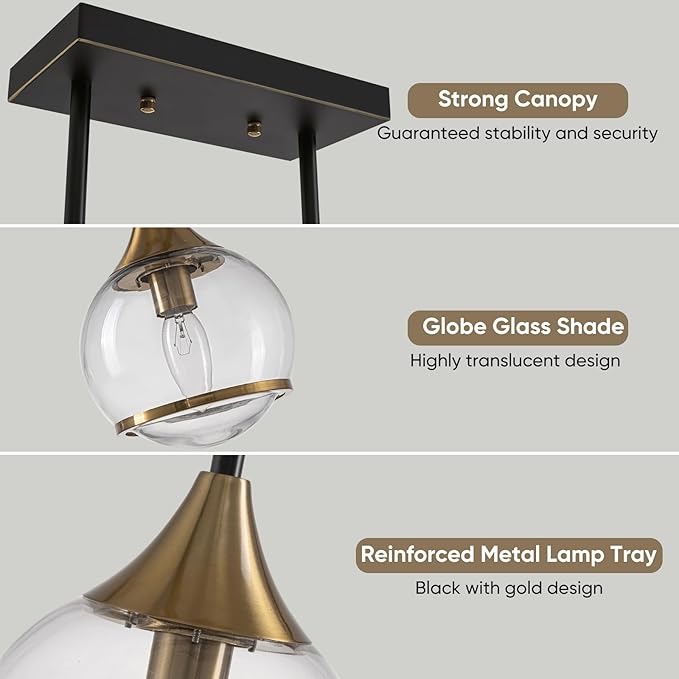 43" Island Lights for Kitchen 4 Light Dining Room Light Fixtures Over Table Black and Gold Kitchen Island Lighting Linear Chandeliers for Dining Room,Kitchen