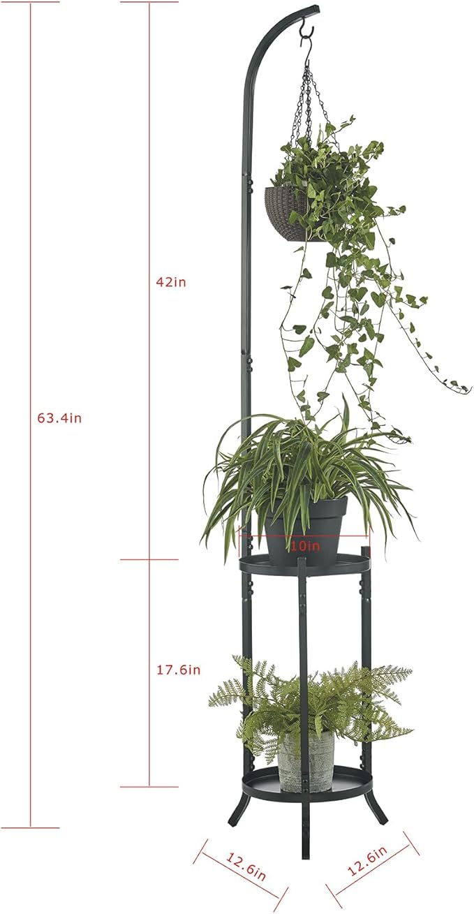 3 Tier Metal Plant Stands, Metal Corner Tall Plant Stands for Multiple Plants, Modern Flower Pot Holder Shelf Display Rack