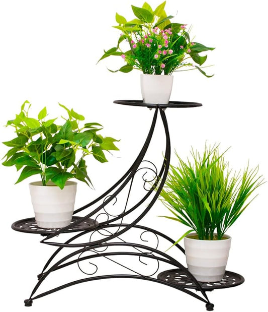 Metal 3 Tier Plant Stand Flower Pot Holder Potted Plant Stand Indoor Outdoor Display Rack for Patio Garden Balcony