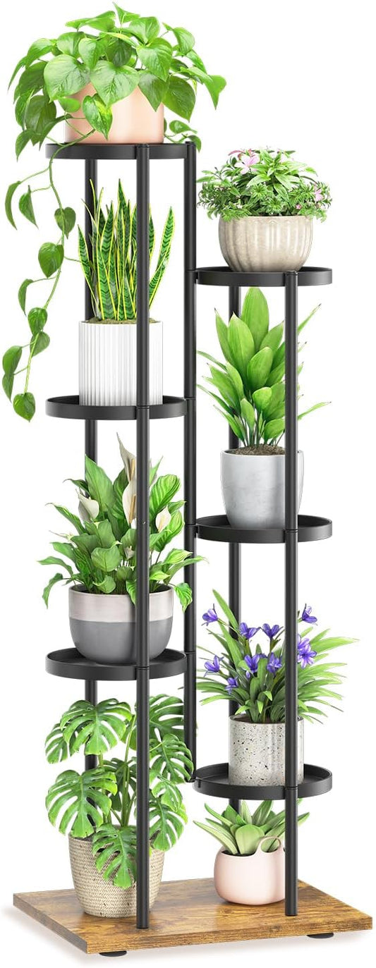 LASZOLA Black 6 Tier Plant Stand Indoor Heavy Duty Metal Planter Flower Holder Rack, Multi Modern Narrow Organizer, Floor Vertical Tower, Spiral Sturdy Decorate for House Bathroom Office Living Room