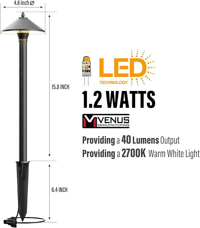 24PK Low Voltage LED Pathway Lights 1.2W Outdoor Landscape Lighting 40 Lumen Landscape Path Lights 2700K for Lawn Patio Yard Walkway Driveway Pathway Garden