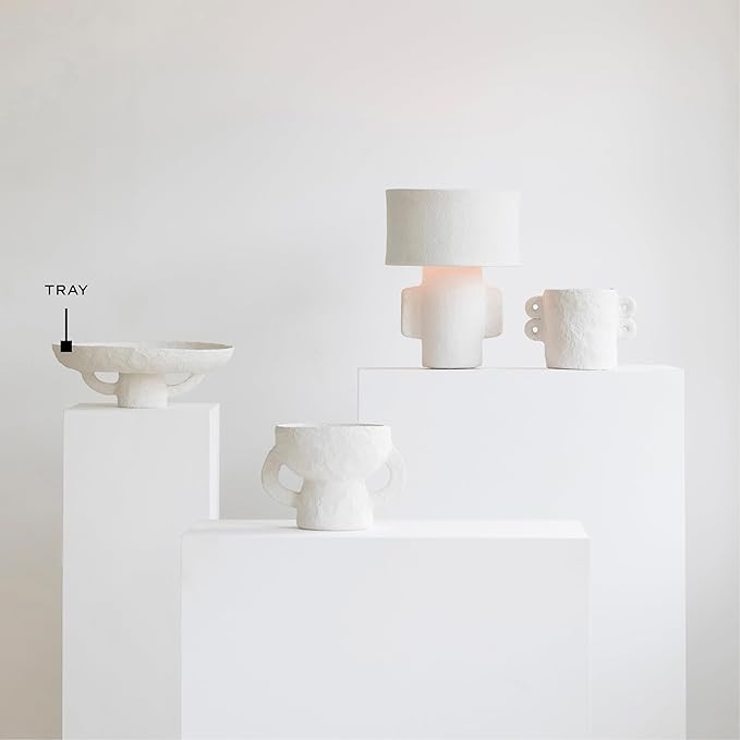 Decorative Tray | Earth interior accessories by Marie Michielssen | Paper Mache Table Decor and Food Display | Round Home and Kitchen Organization | Hosting Essentials | White Trays for eating