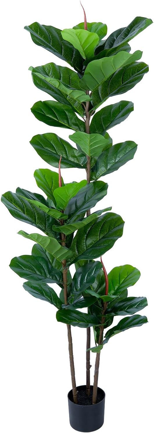 Artificial Fiddle Leaf Fig Tree 5FT Faux Fiddle Leaves Fig Tree Artificial Plants in Pot for Indoor Outdoor Fake Tree Plants