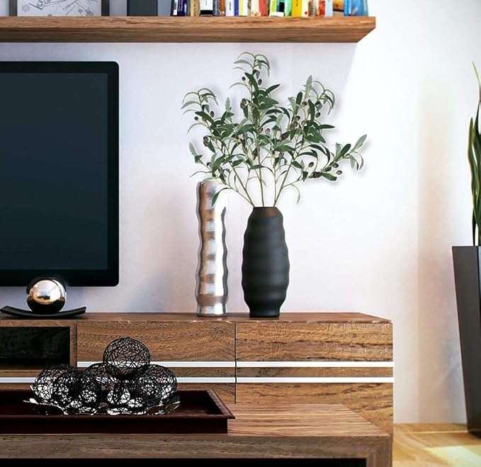 SHACOS 4 PCS 28 inch Artificial Olive Branches for Vases Greenery Olive Stems Faux Tree Branch Twig for Home Wedding Shop Office Garden Decor DIY Floral Crafts