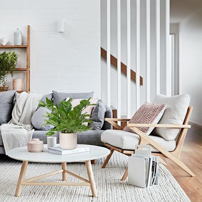 Briful Faux Plants Indoor 17" Artificial ZZ Plants in Ceramic Pot Fake Potted Zamioculcas Silk Plants for Home Table Decor Bedroom Aesthetic (1Pack)