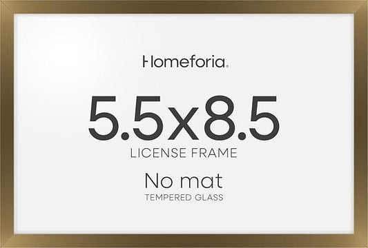 Homeforia 5.5 x 8.5 Business License Frame Bronze, High End Metal 5.5x8.5 Certificate Frame, 8.5x5.5 Document Frames for Wall or Tabletop, 5.5 by 8.5 Picture Frames, Tempered Glass, Wall Kit, Set of 1