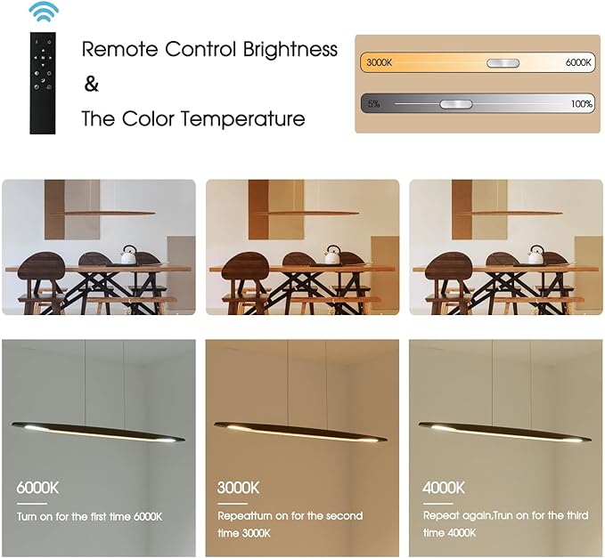 71" Wood Linear Pendant Light Wood Linear Dinning Room Light Island Lights LED Dimmable Chandelier 40w for Dining Room Billiard & Pool Table Walnut Color