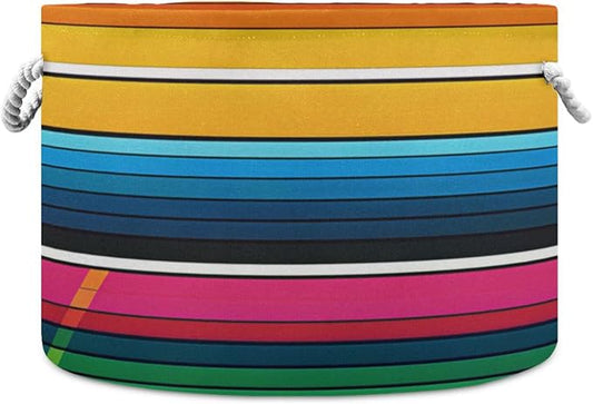 xigua Large Storage Basket Cotton Rope Basket Mexican Serape Blanket Stripes Colorful Baby Laundry Basket for Blankets Toys Storage Basket Laundry Hamper