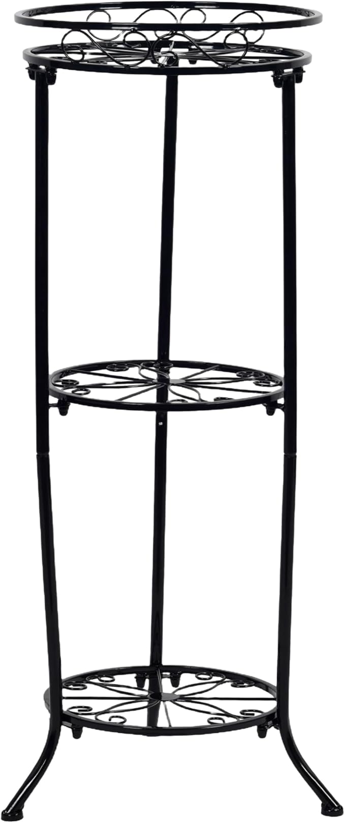 Plant Stand Indoor Outdoor, 3 Tier Tall Black Metal Plant Stands, 35 inch Round Multiple Plant Rack Holder Rack Flower Pot Stand Heavy Duty Plant Shelf for Patio Balcony Garden Living Room