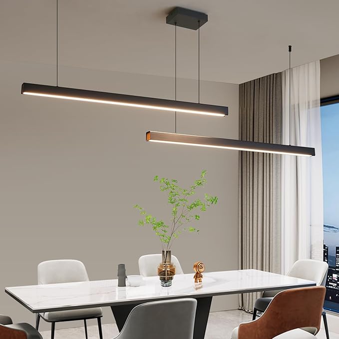Linear Pendant Light Fixtures, LED Island Lights with Remote, Modern Pendant Light for Kitchen Island Dining Room Billiard Room Office Bar, 3000k-6000k Dimmable