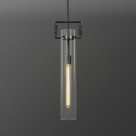 Black Pendant Lights,Modern Glass Pendant Lights Kitchen Island,21.6'' Farmhouse Kitchen Pendant Lighting Over Island for Dining Table,Bathroom,Bedroom,Included E26 Bulb