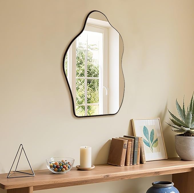 BOMINICA Irregular Wall Mirror - Asymmetrical Frameless Mirror for Bathroom, Living Room, Entryway, Bedroom - 20" x 28"