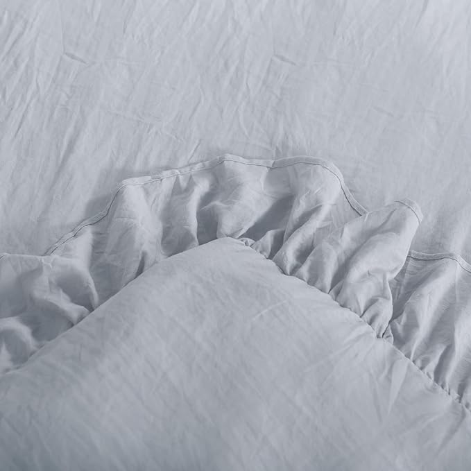 Bonlino Bed Bedding Comforter Set King - 3 Pieces Farmhouse Comforter Set, Ruffle Fluffy Boho Bedding Set Bedroom Comforter & 2 Ruffled Pillow Shams (King, Grey)