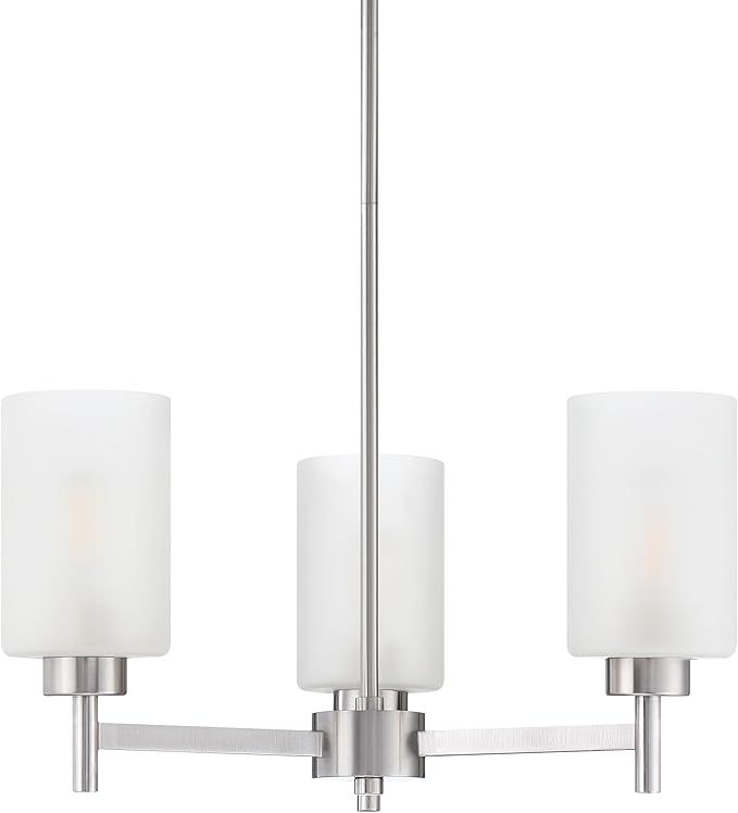 Doraimi Lighting 3 Light Chandelier Frosted Glass Shade Classic Style Ceiling Pendant Light Fixture Brushed Nickel Finish for Meeting Room Dining Room Over Table Living Room