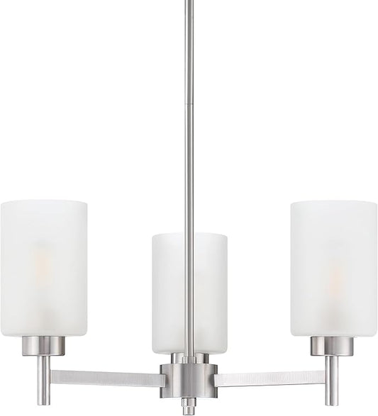 Doraimi Lighting 3 Light Chandelier Frosted Glass Shade Classic Style Ceiling Pendant Light Fixture Brushed Nickel Finish for Meeting Room Dining Room Over Table Living Room