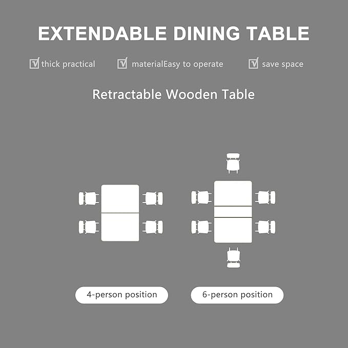 7 Piece Dining Table Set for 6-8,55-71" Extendable Dining Table Set with 6 Upholstered Chairs,Rectangle Kitchen Table Set for Small Space,Dining Room and Office,Grey