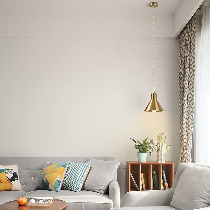 KCO Lighting Brushed Gold Pendant Lighting Modern Cone Pendant Light Brass Mini Hanging Kitchen Island Light Fixture Mid Century Vintage Hanging Ceiling Lamp