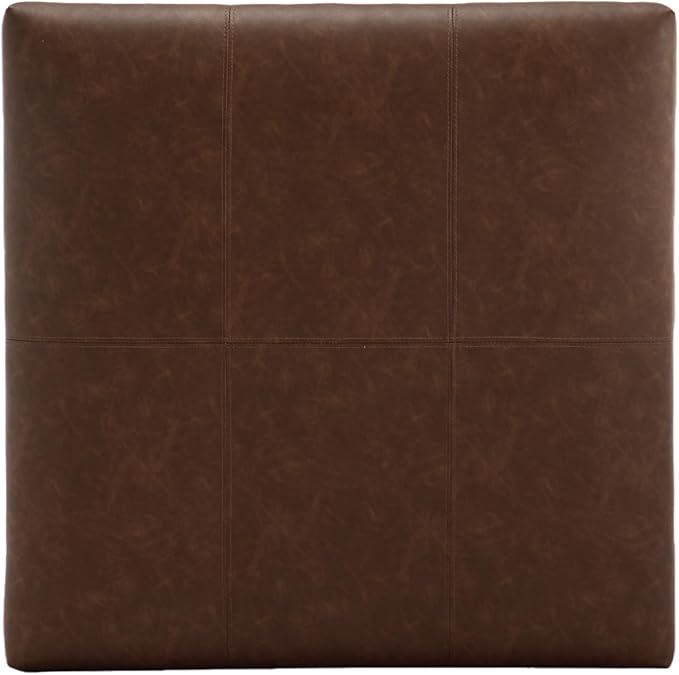 Large Square Coffee Table with Storage,Modern Faux Leather Ottoman Coffee Table,Luxury Upholstered Couch Table for Living Room/Sofa/Bedroom,Brown