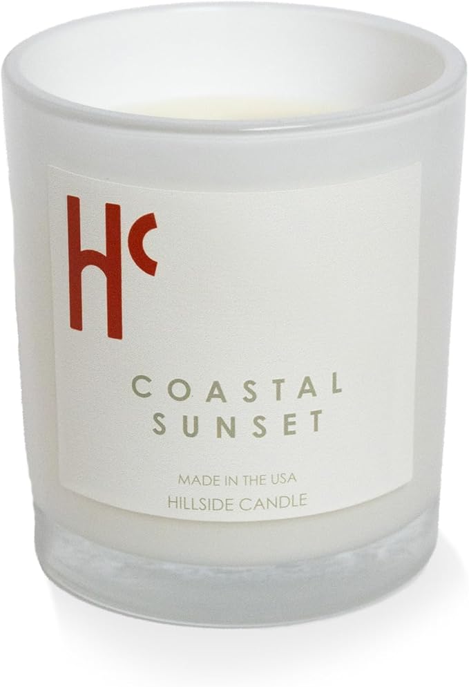 Coastal Sunset Single Wick Soy Candles, Luxury Scented Candles for Home - Up to 60 Hour Burn Time, Cruelty-Free Soy Wax Blend - Bergamot Fragrance, Notes of Pomelo & Orange (9 oz)