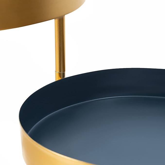 Kate and Laurel Finn Tri-Level Plant Stand; 16 x 21 x 30; Navy and Gold; Decorative Metal Plant Stands for Indoor Plants
