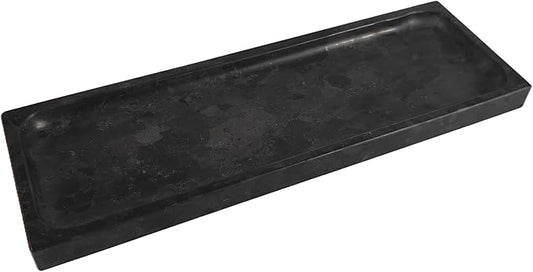Matte Black Granite Vanity Tray - Natural Stone Rectangular Catchall, 10.6" Decorative Organizer for Bathroom, Entryway, or Desk - Minimalist Display Tray with Unique Veining